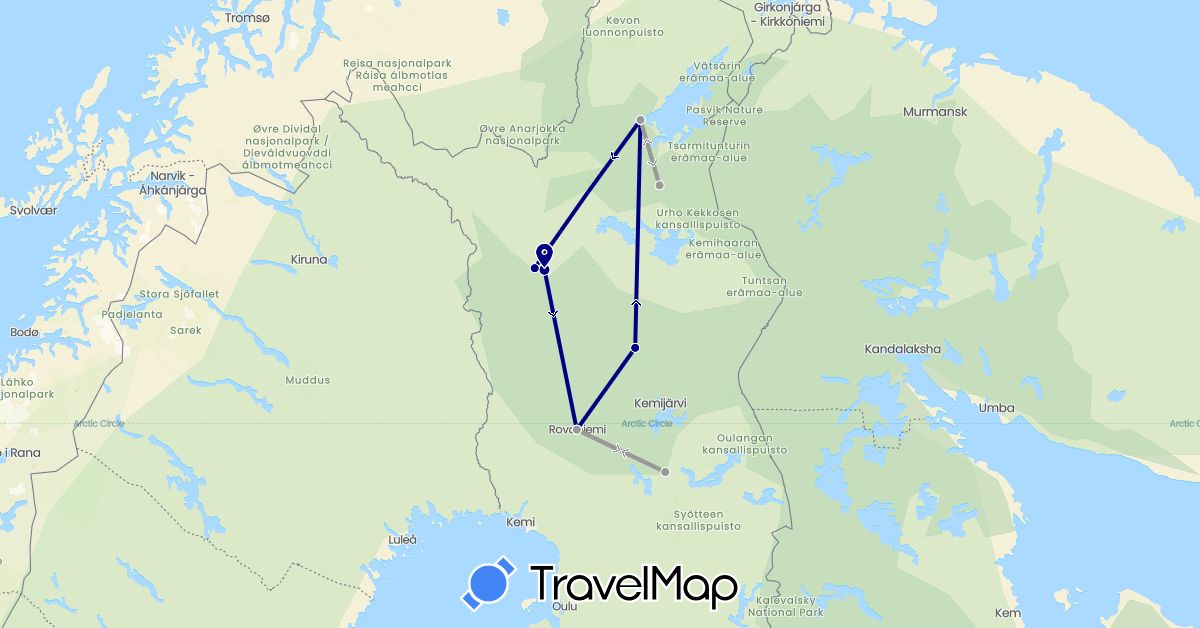 TravelMap itinerary: driving, plane in Finland (Europe)